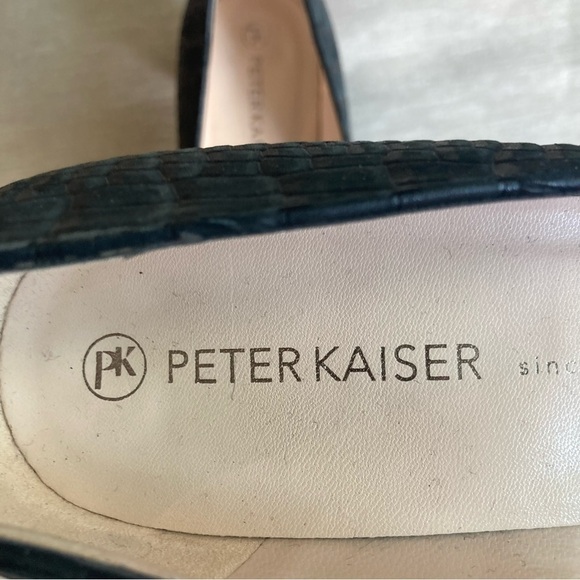 PETER KAISER Sz 7.5 UK Crocodile Style Pointy Toe Bow Short  Heel Leather Shoes - Picture 6 of 14